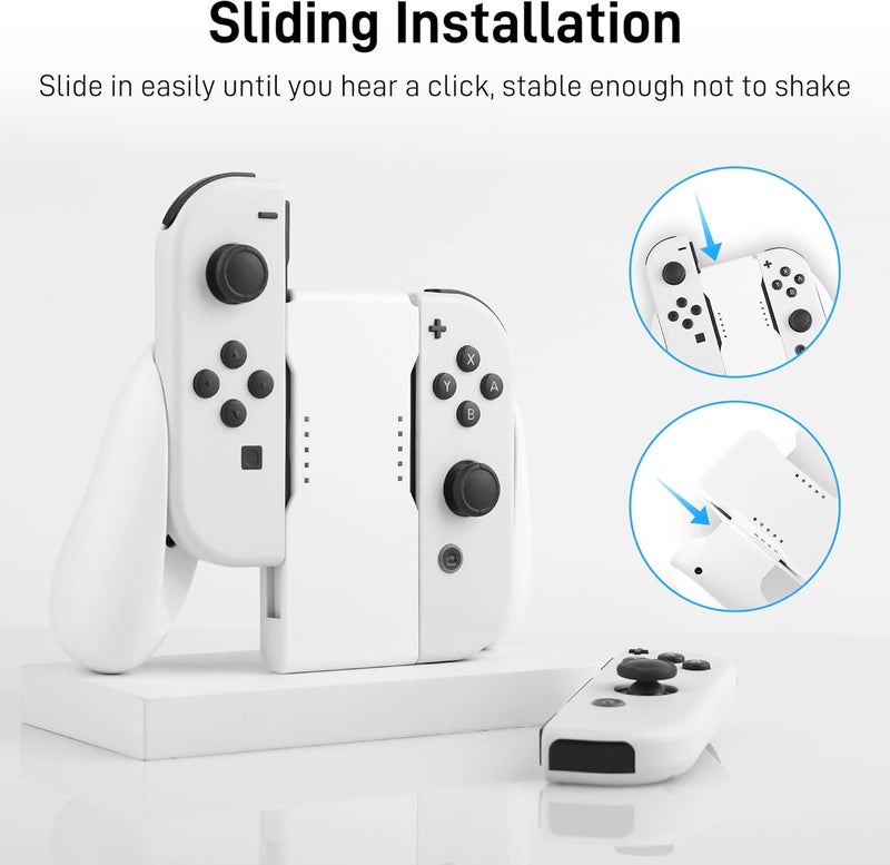 F'DIARY Comfort Charging Grip Compatible with Nintendo Switch and Switch OLED Joycon, Handheld Accessories for Joycon Controller with LED Indicator with Charging Cable and 6 Thumb Caps - Image 4